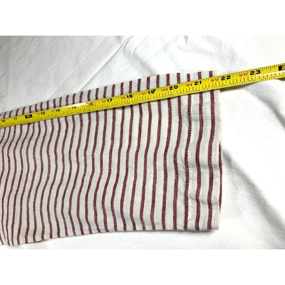 Artisan NY 100% Linen Top Womens L Burgundy White Striped Long Sleeve Boat Neck - Picture 6 of 9